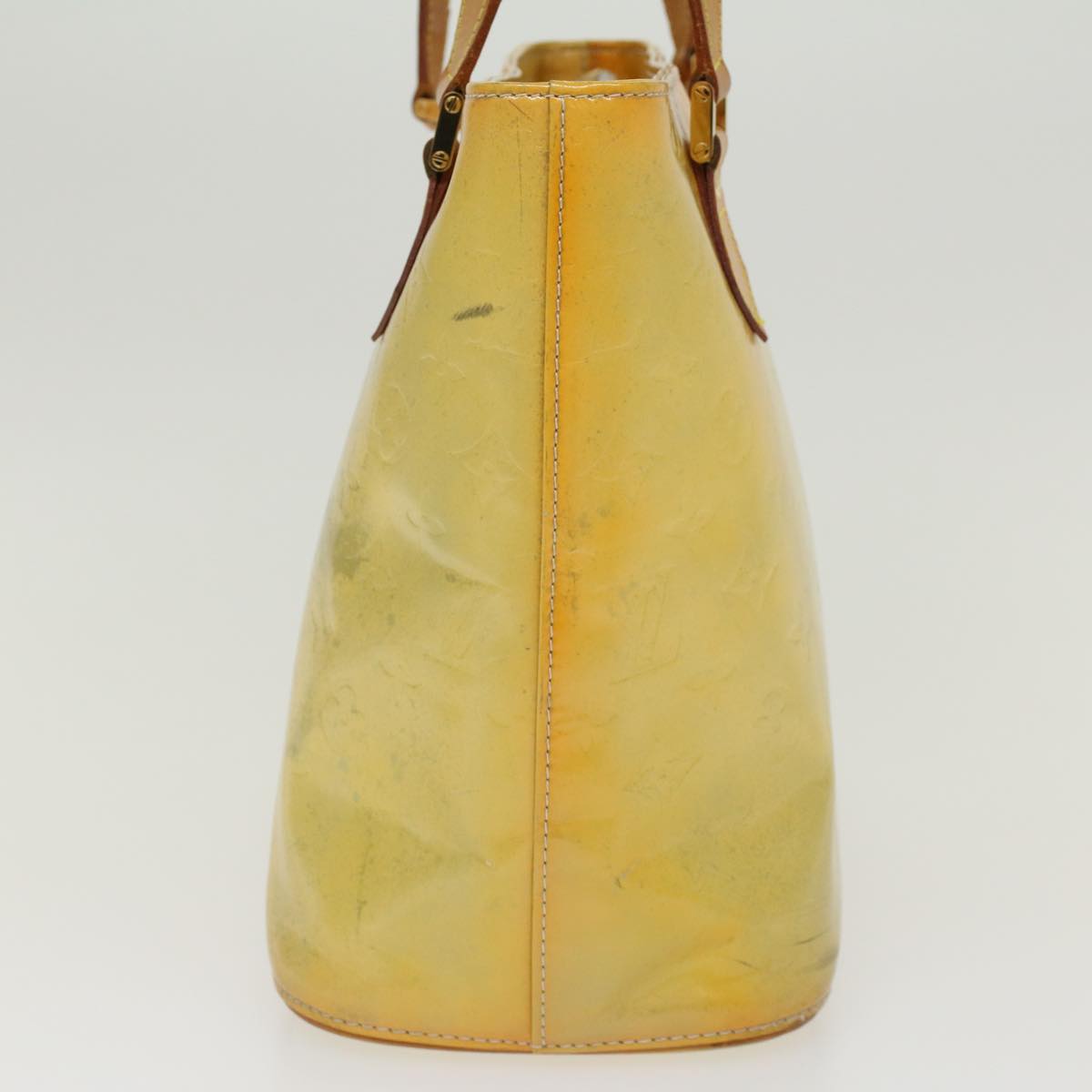 LOUIS VUITTON Monogram Vernis Houston Hand Bag Lime Yellow M91055 LV 46748