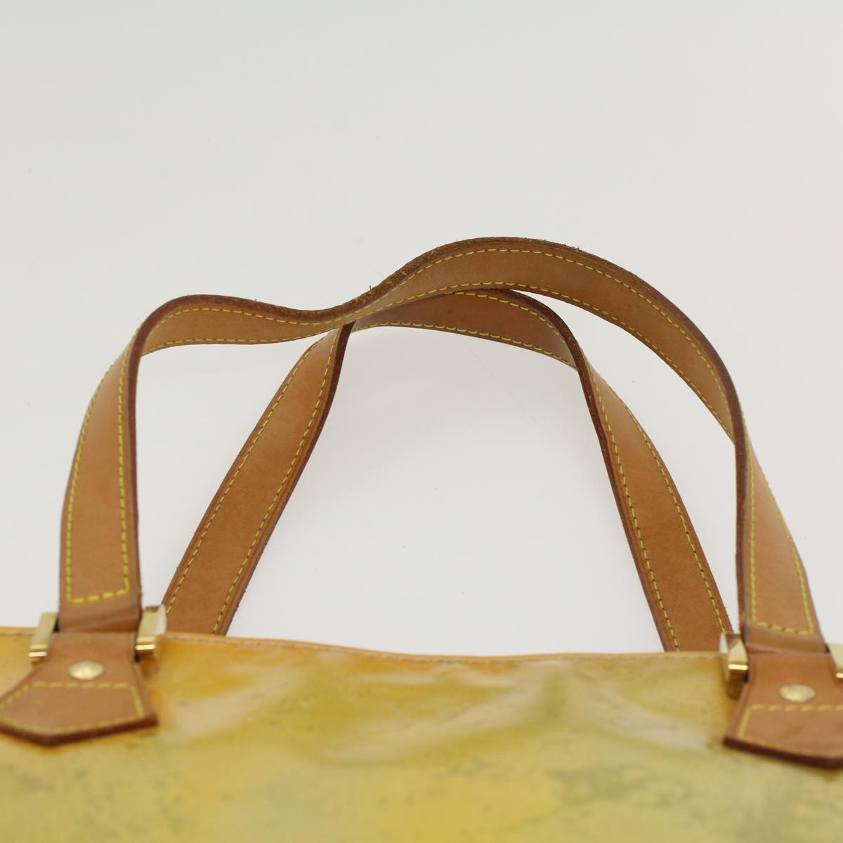 LOUIS VUITTON Monogram Vernis Houston Hand Bag Lime Yellow M91055 LV 46748