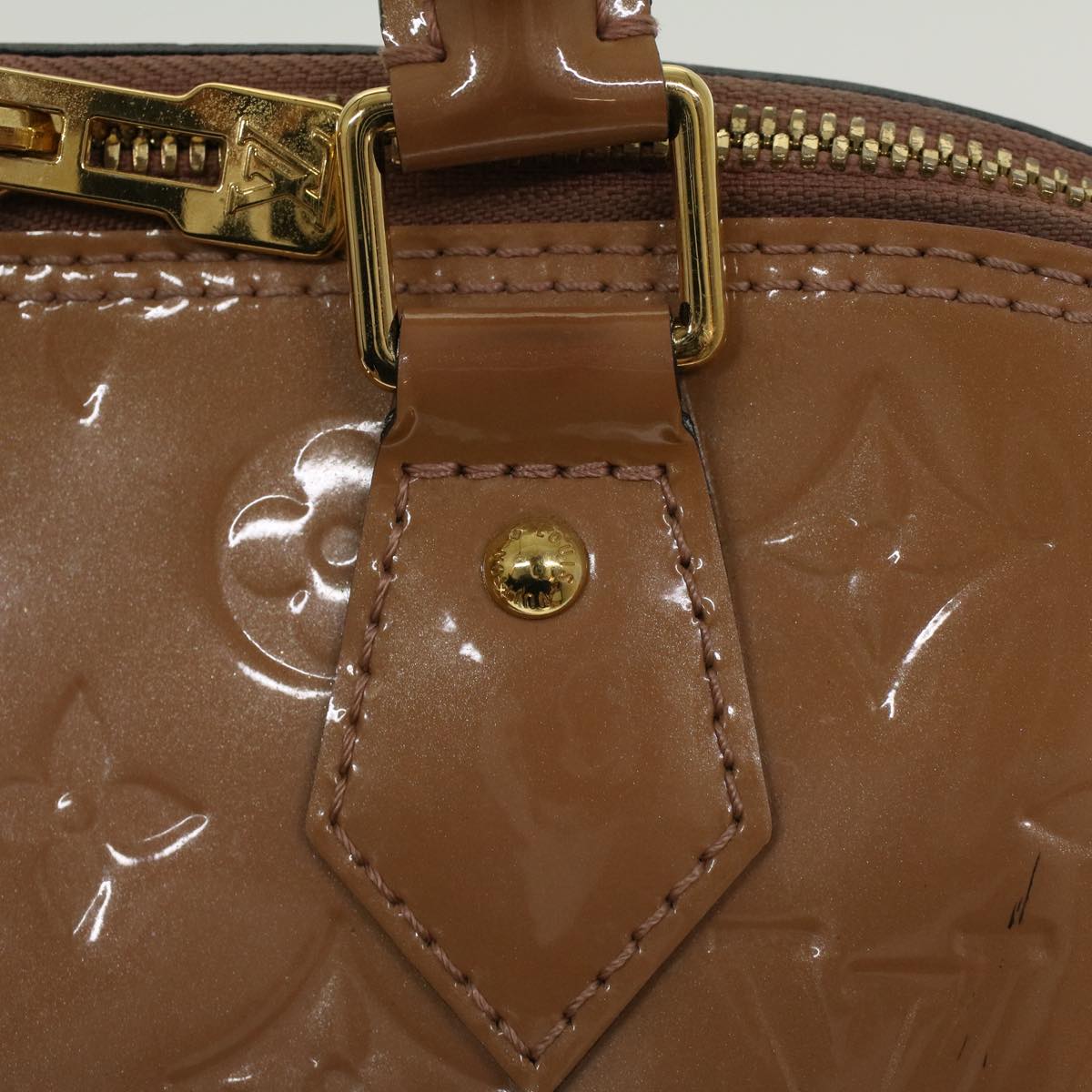 LOUIS VUITTON Monogram Vernis Alma PM Hand Bag Rose Velours M91583 LV 46750