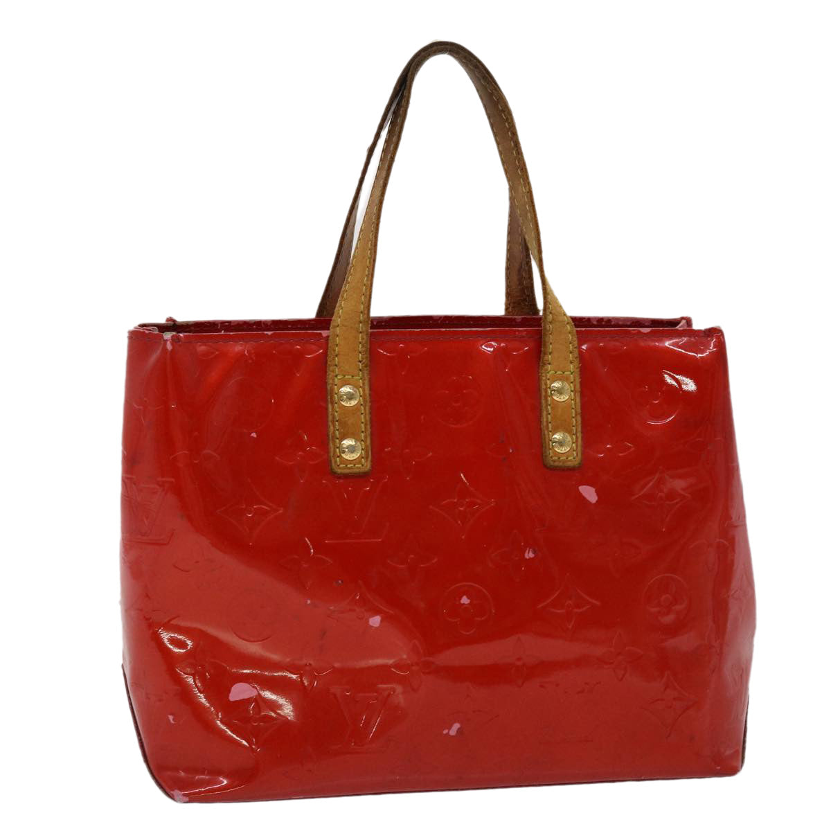 LOUIS VUITTON Monogram Vernis Reade PM Hand Bag Rouge M91088 LV 46754