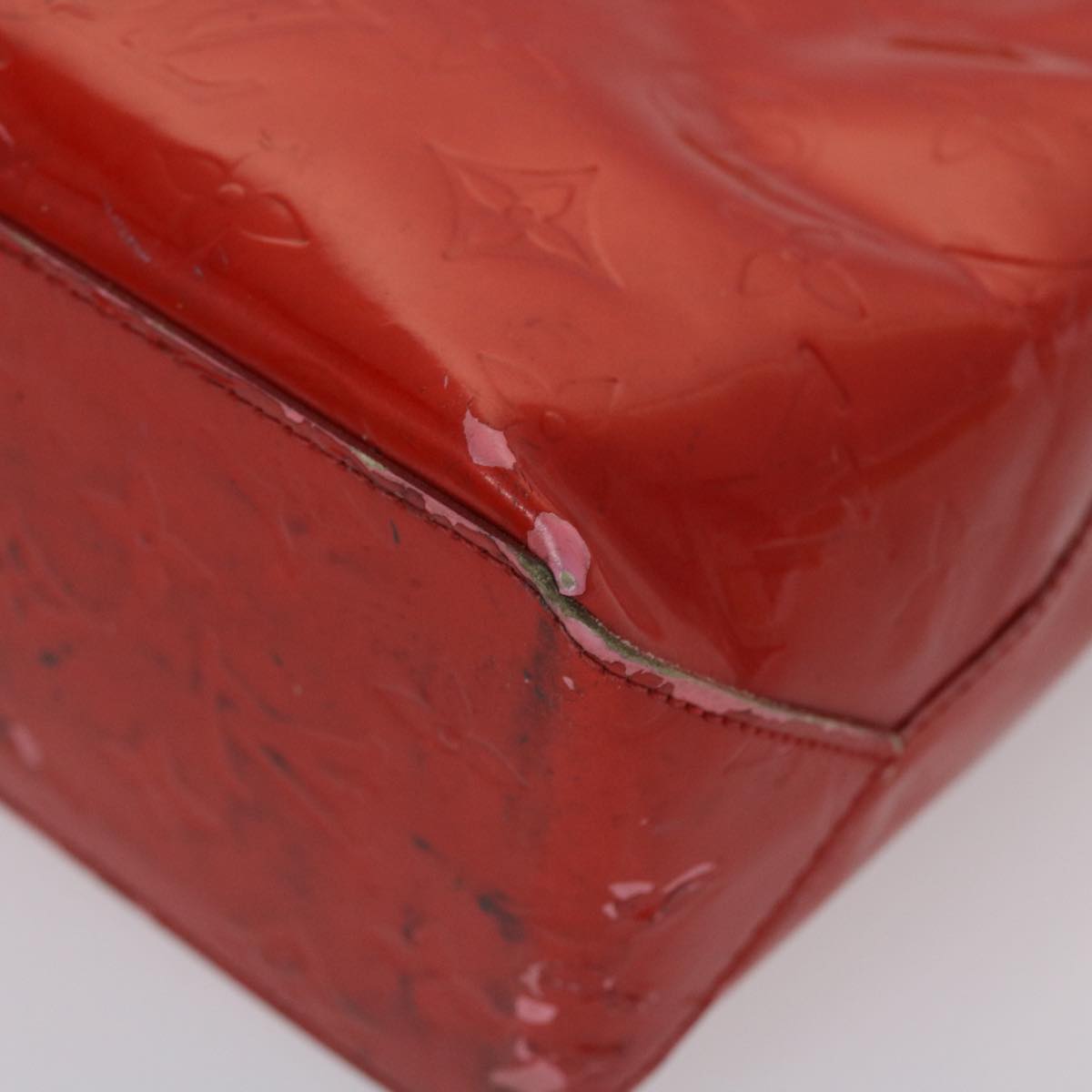 LOUIS VUITTON Monogram Vernis Reade PM Hand Bag Rouge M91088 LV 46754