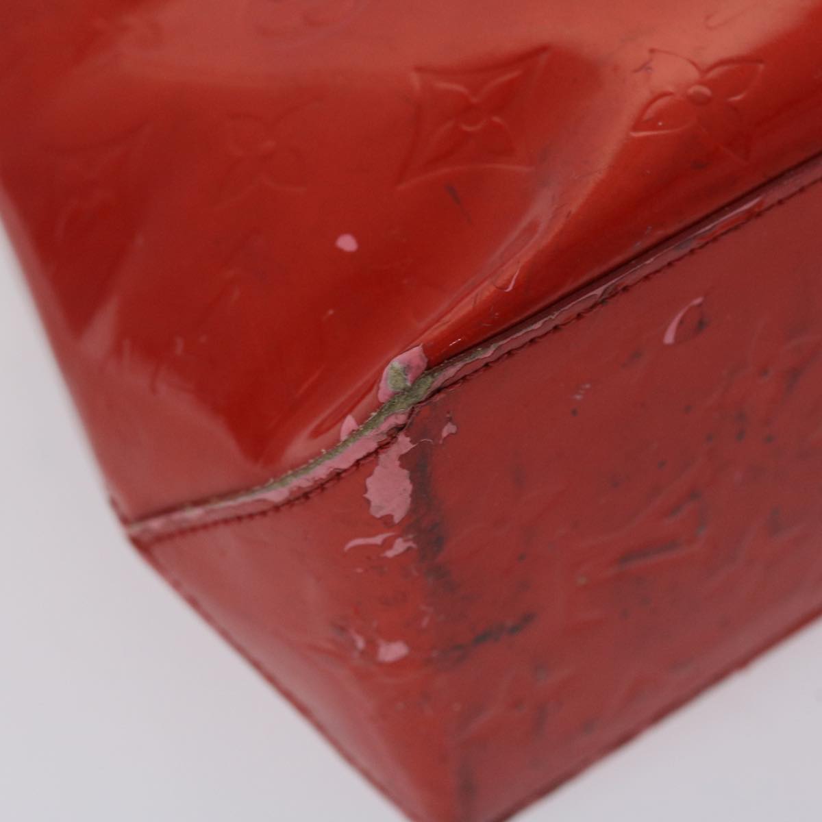 LOUIS VUITTON Monogram Vernis Reade PM Hand Bag Rouge M91088 LV 46754
