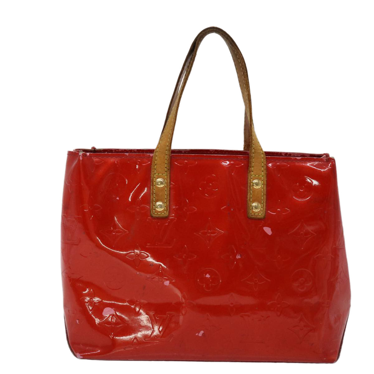 LOUIS VUITTON Monogram Vernis Reade PM Hand Bag Rouge M91088 LV 46754