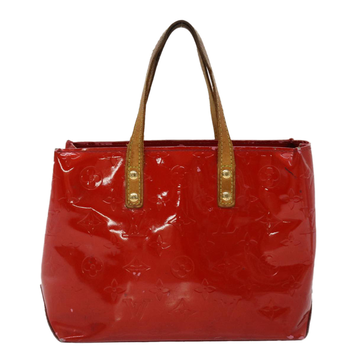 LOUIS VUITTON Monogram Vernis Reade PM Hand Bag Rouge M91088 LV 46754
