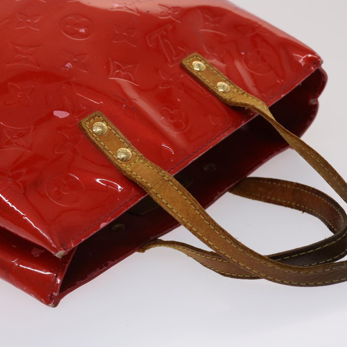 LOUIS VUITTON Monogram Vernis Reade PM Hand Bag Rouge M91088 LV 46754