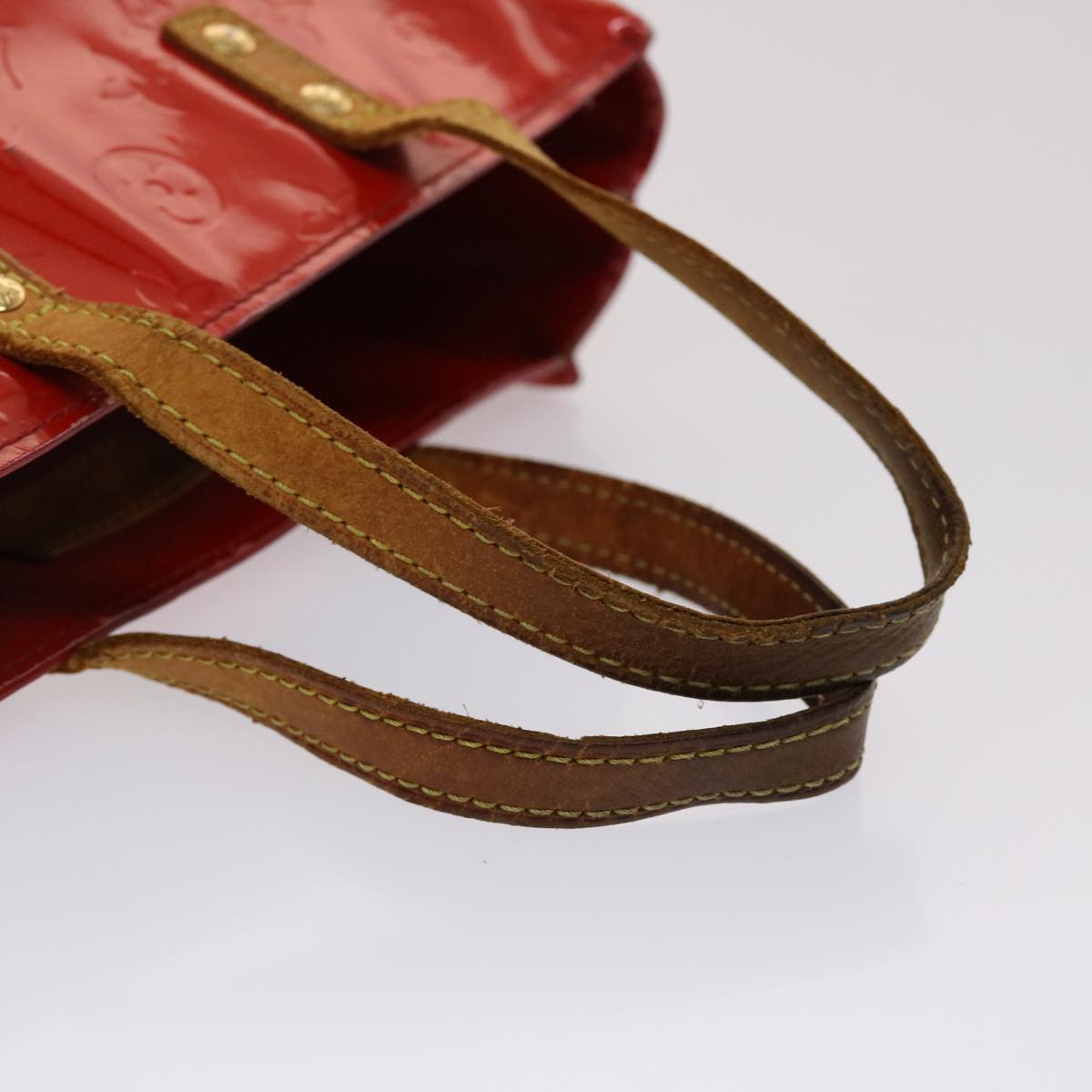 LOUIS VUITTON Monogram Vernis Reade PM Hand Bag Rouge M91088 LV 46754