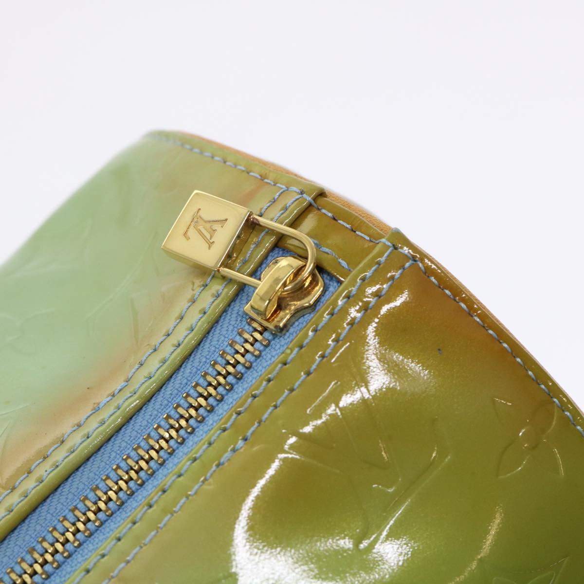 LOUIS VUITTON Monogram Vernis Bedford Hand Bag Baby Blue M91007 LV 46756