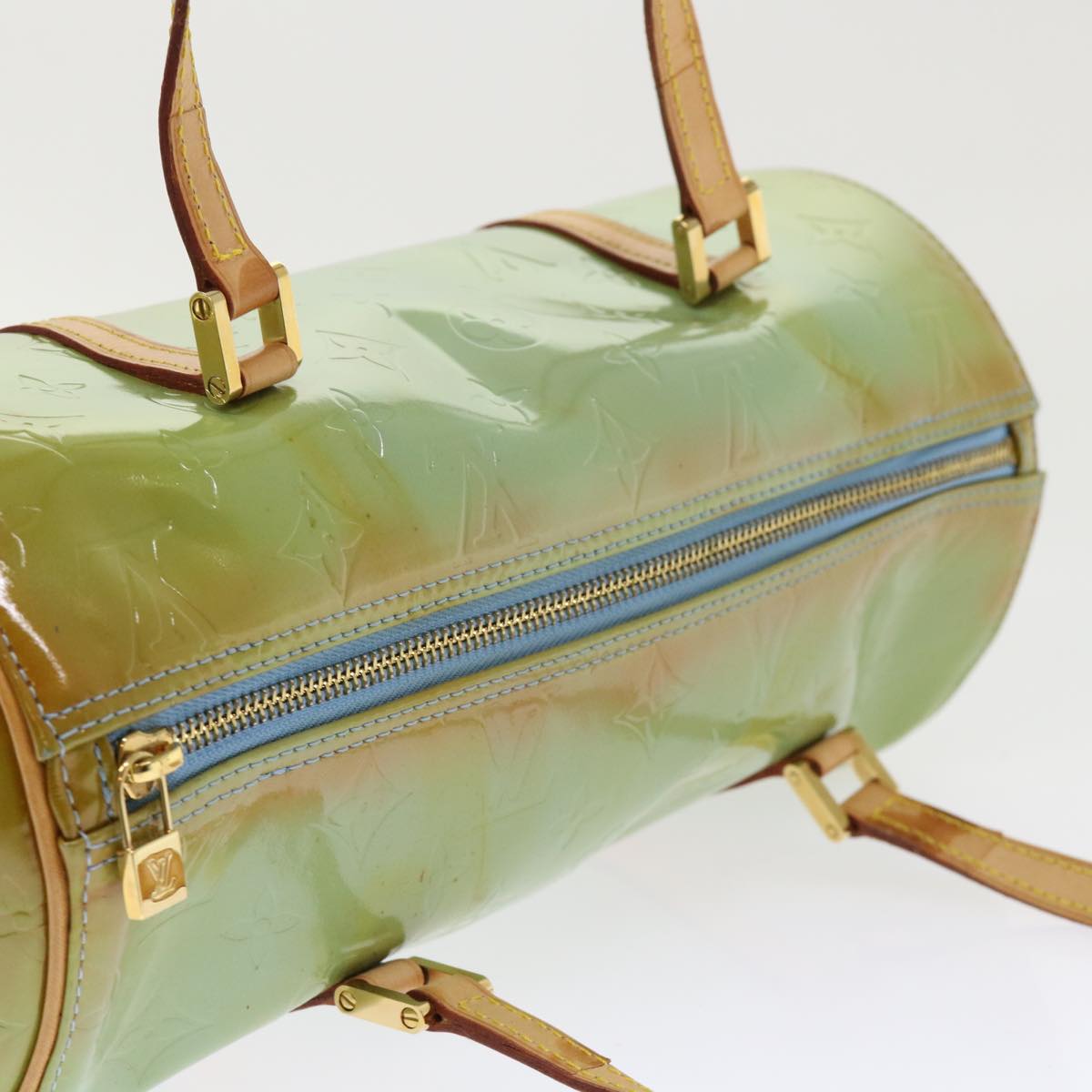 LOUIS VUITTON Monogram Vernis Bedford Hand Bag Baby Blue M91007 LV 46756