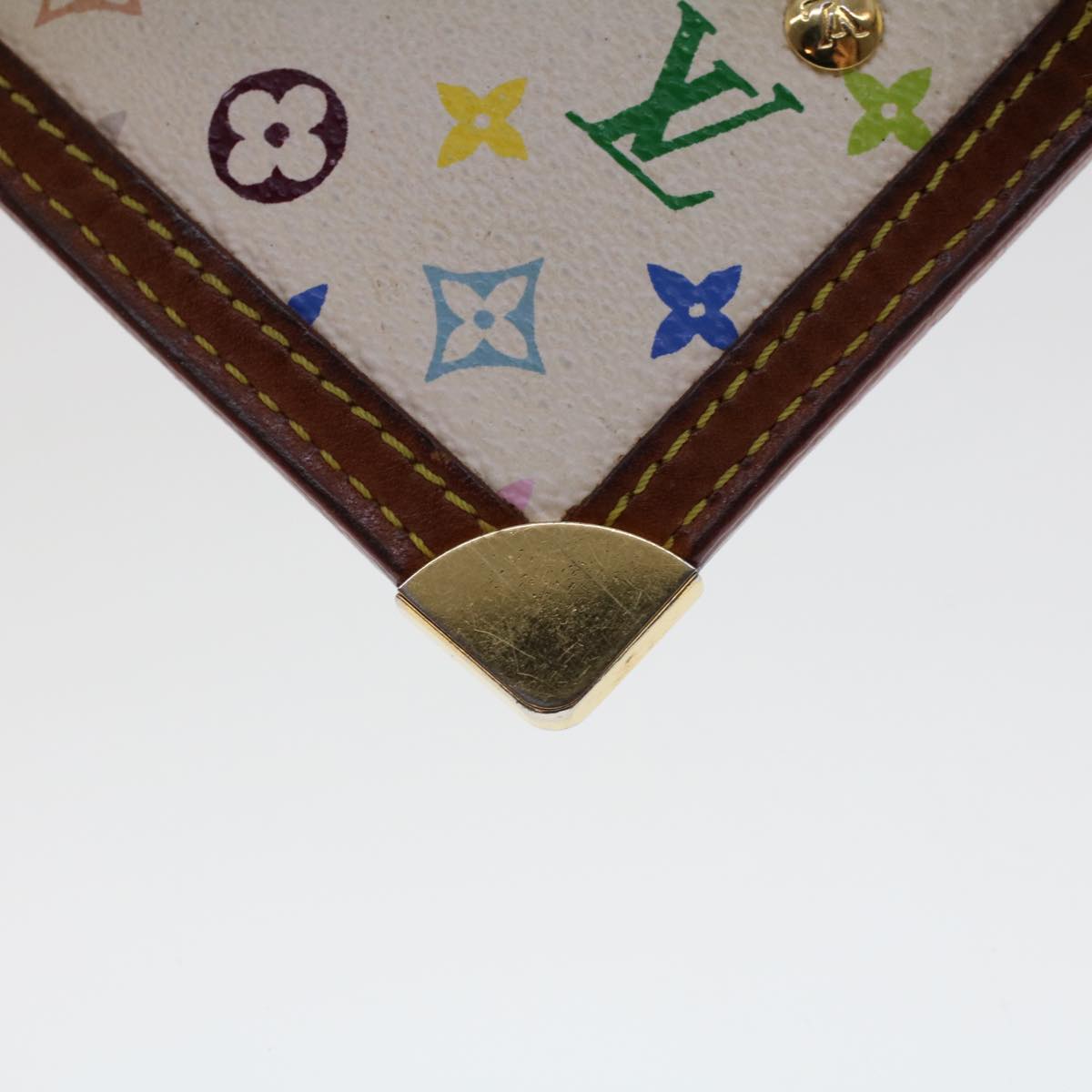 LOUIS VUITTON Monogram Multicolor Pochette Cles Purse White M92655 LV 46787