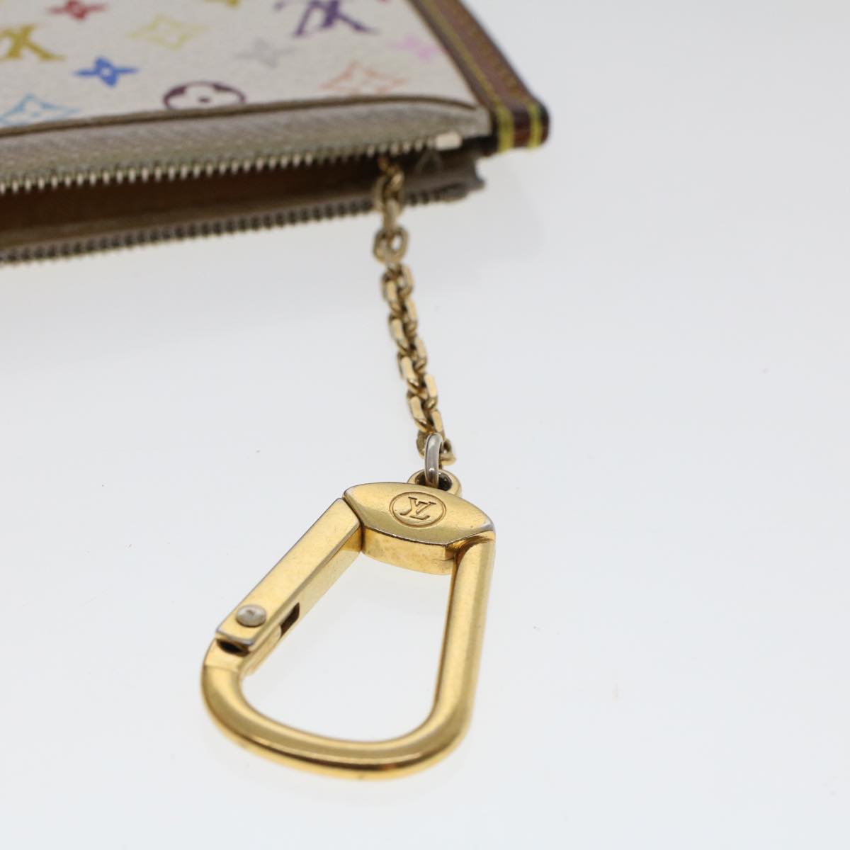 LOUIS VUITTON Monogram Multicolor Pochette Cles Purse White M92655 LV 46787