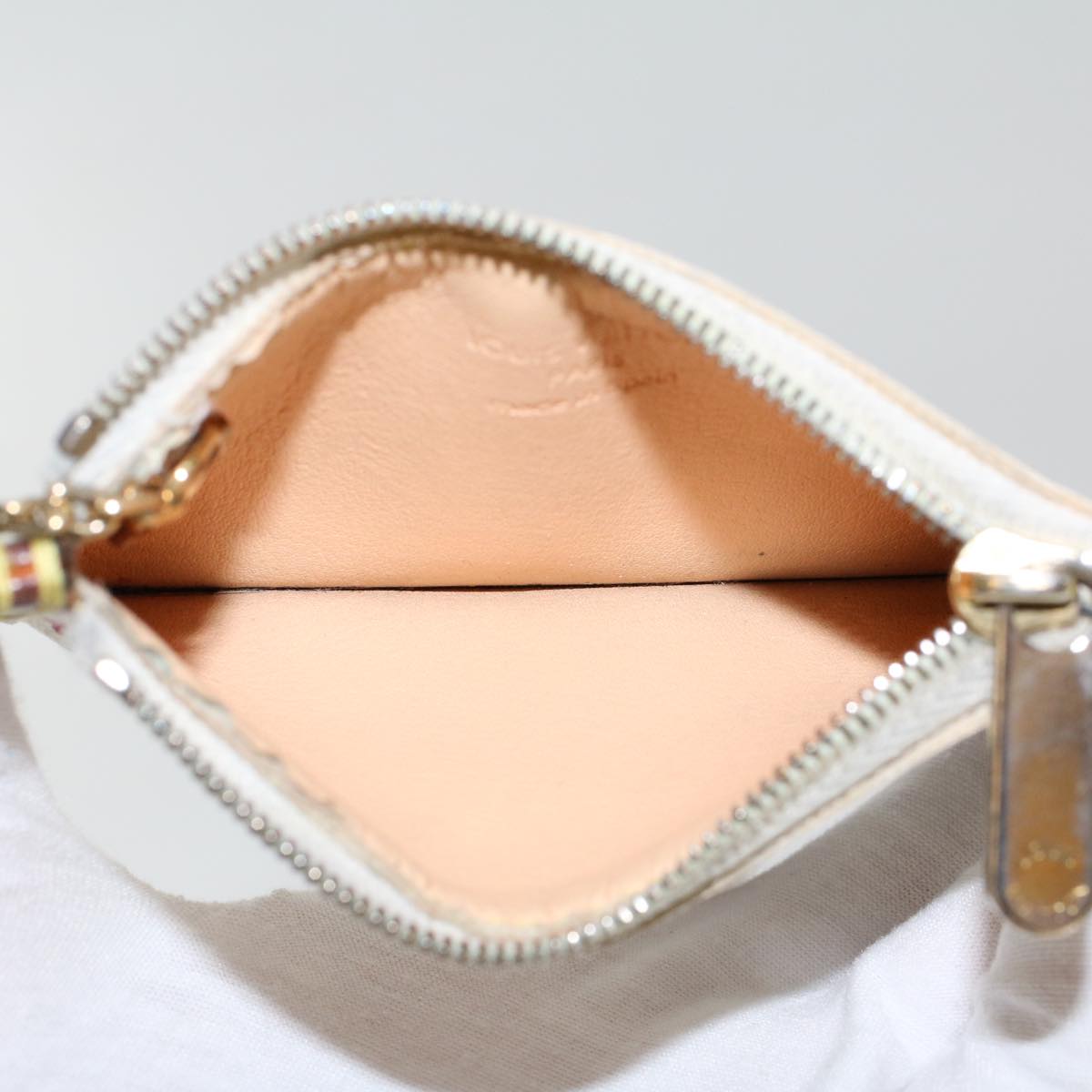 LOUIS VUITTON Monogram Multicolor Pochette Cles Purse White M92655 LV 46787