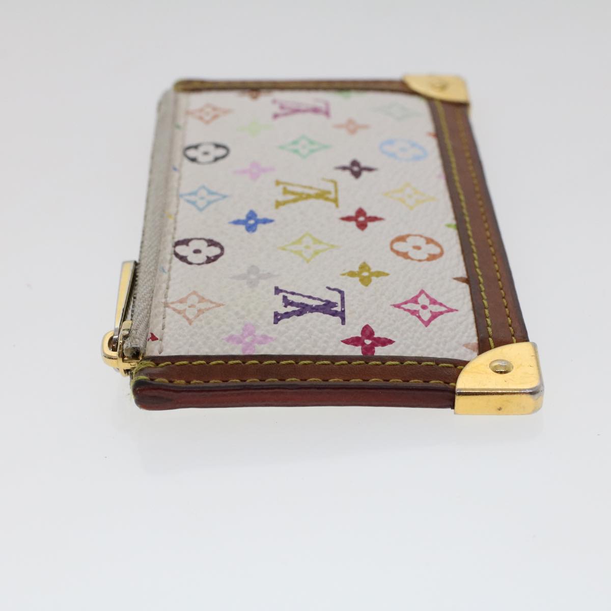 LOUIS VUITTON Monogram Multicolor Pochette Cles Purse White M92655 LV 46787