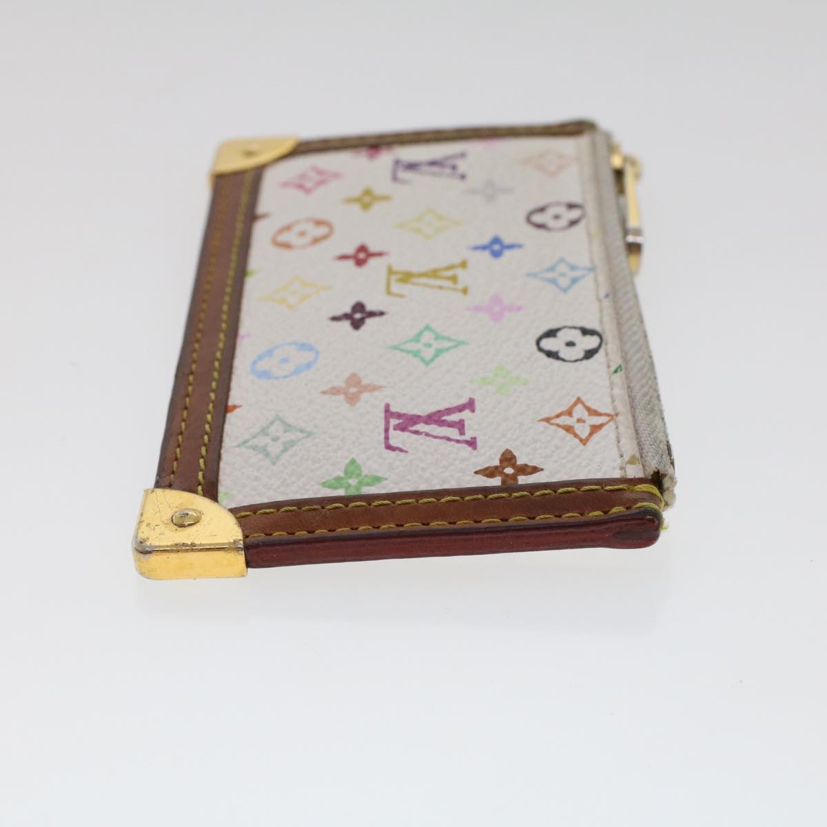 LOUIS VUITTON Monogram Multicolor Pochette Cles Purse White M92655 LV 46787