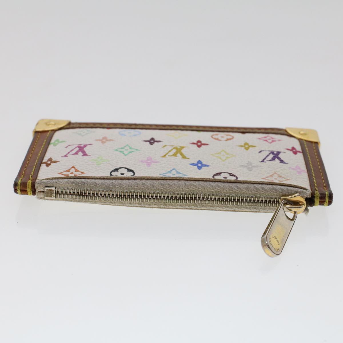LOUIS VUITTON Monogram Multicolor Pochette Cles Purse White M92655 LV 46787