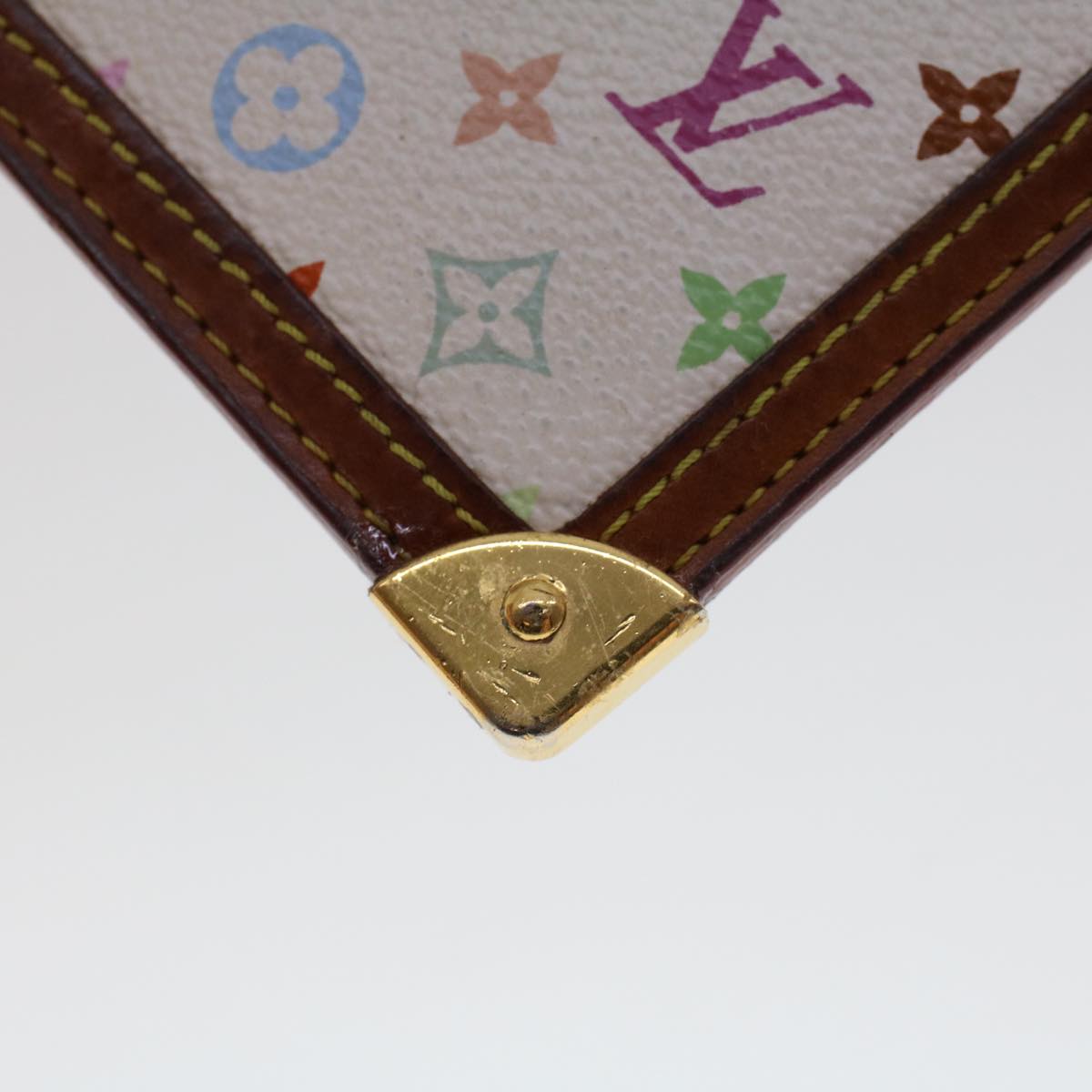 LOUIS VUITTON Monogram Multicolor Pochette Cles Purse White M92655 LV 46787