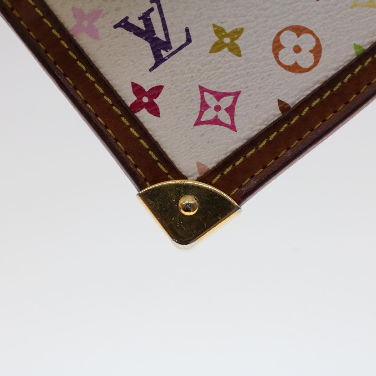 LOUIS VUITTON Monogram Multicolor Pochette Cles Purse White M92655 LV 46787