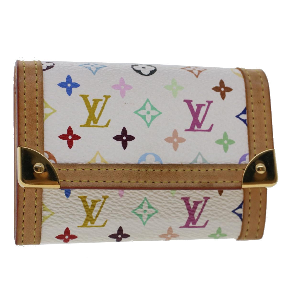LOUIS VUITTON Monogram Multicolor Porte Monnaie Plat White M92657 LV 46811