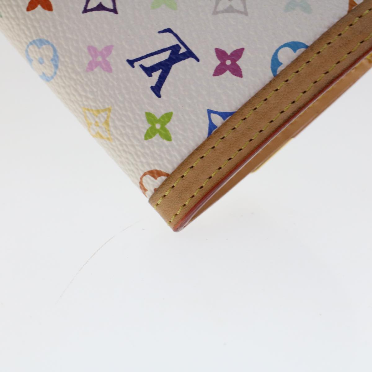 LOUIS VUITTON Monogram Multicolor Porte Monnaie Plat White M92657 LV 46811