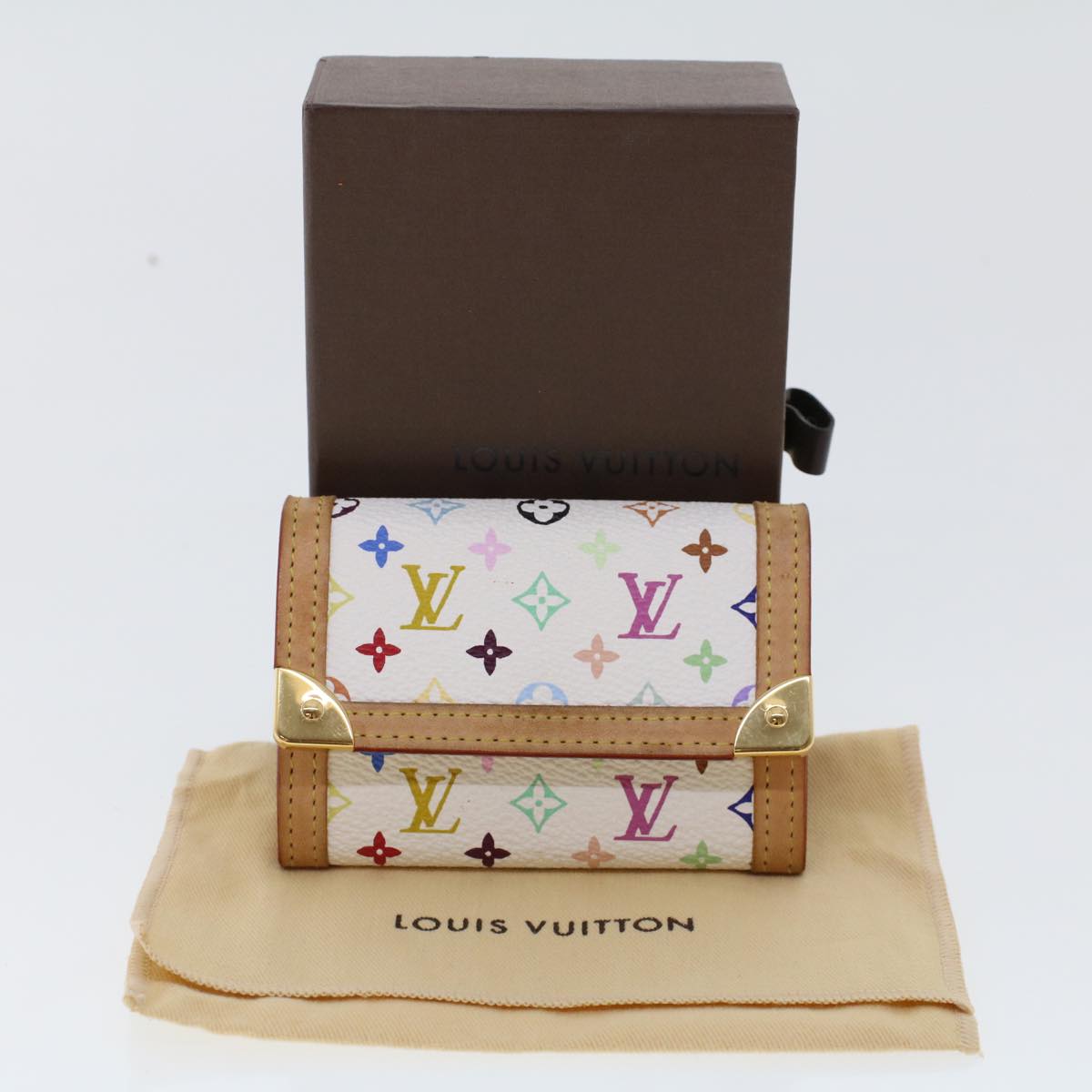 LOUIS VUITTON Monogram Multicolor Porte Monnaie Plat White M92657 LV 46811