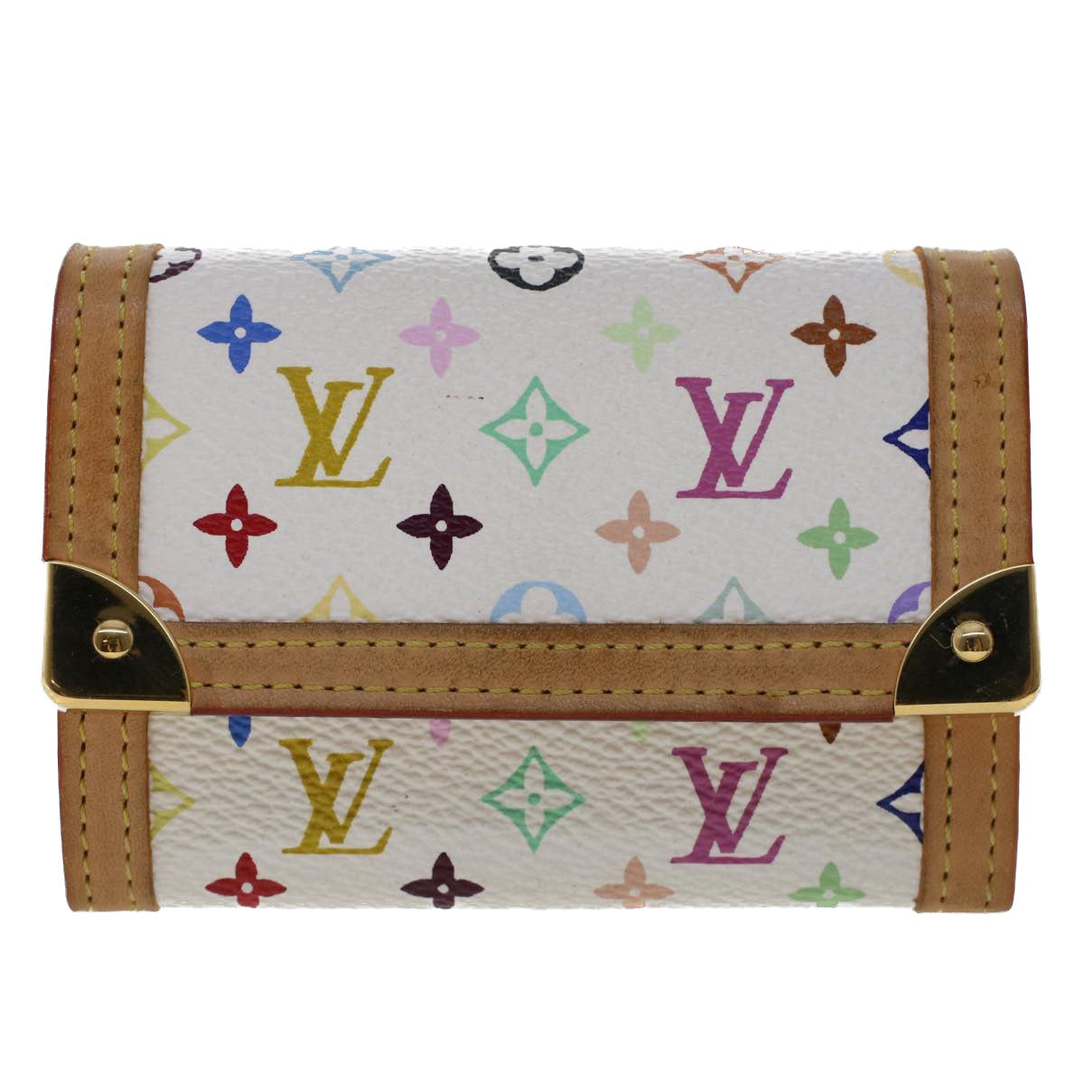 LOUIS VUITTON Monogram Multicolor Porte Monnaie Plat White M92657 LV 46811