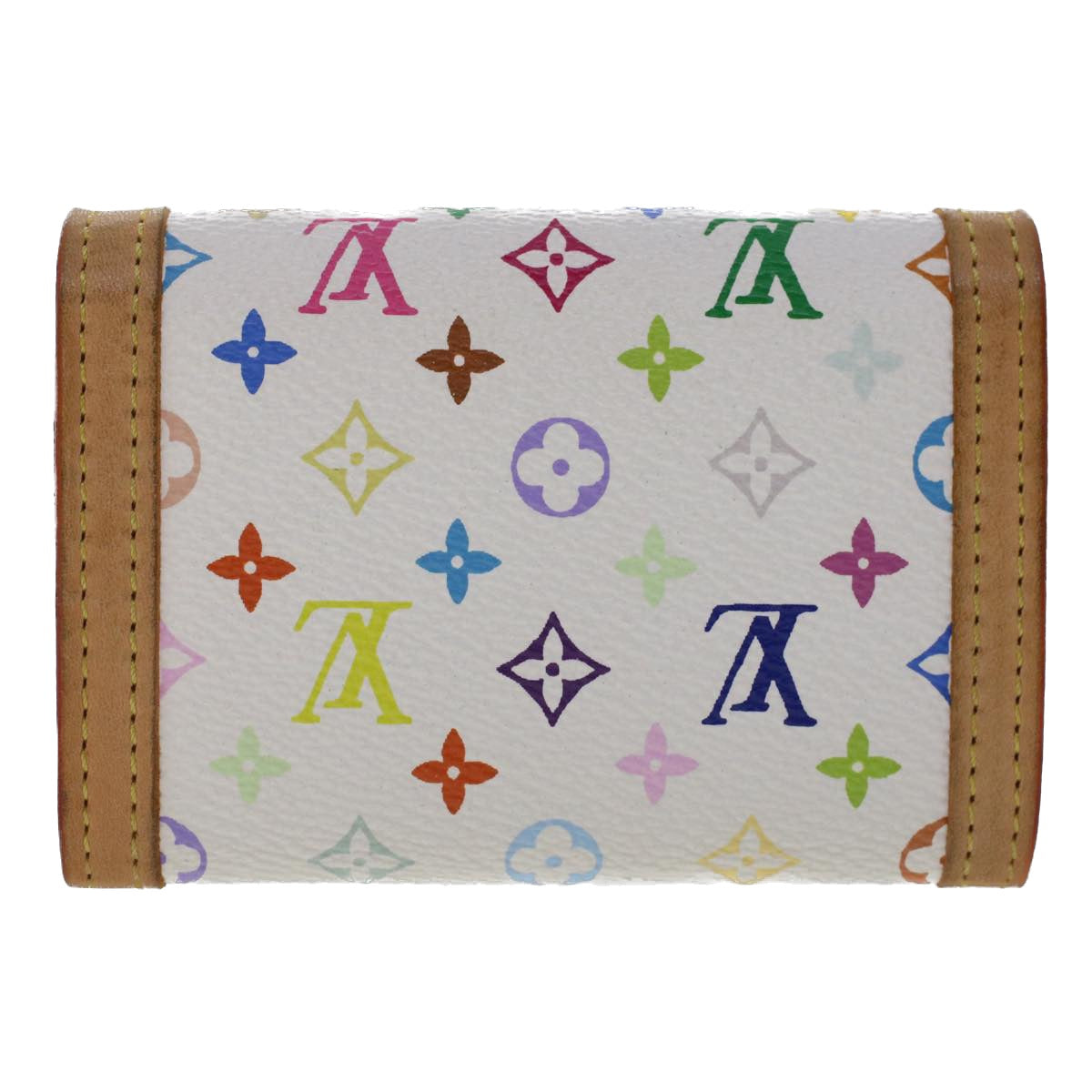 LOUIS VUITTON Monogram Multicolor Porte Monnaie Plat White M92657 LV 46811
