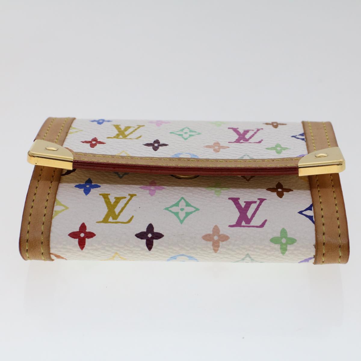 LOUIS VUITTON Monogram Multicolor Porte Monnaie Plat White M92657 LV 46811