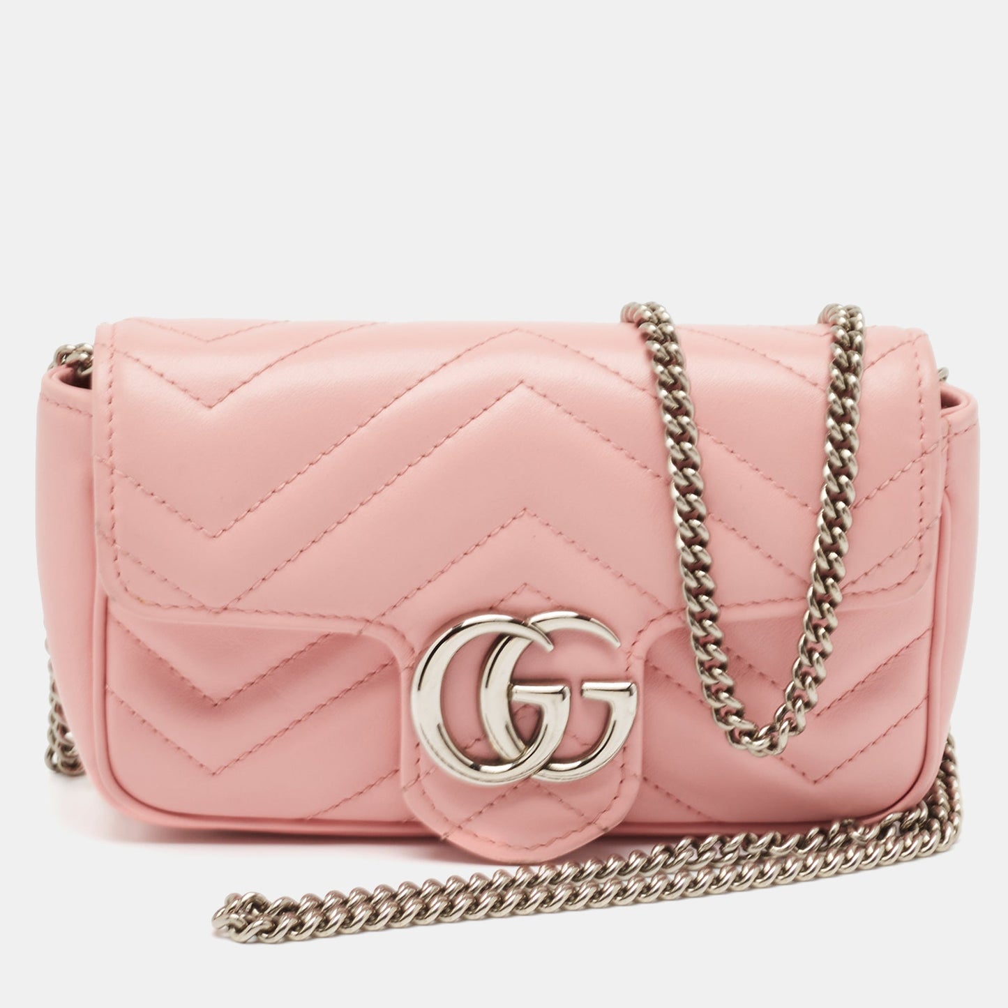 Luxury Gucci Trending 2025 Pink Matelass&eacute; Leather Gg Marmont Super Mini Shoulder Bag