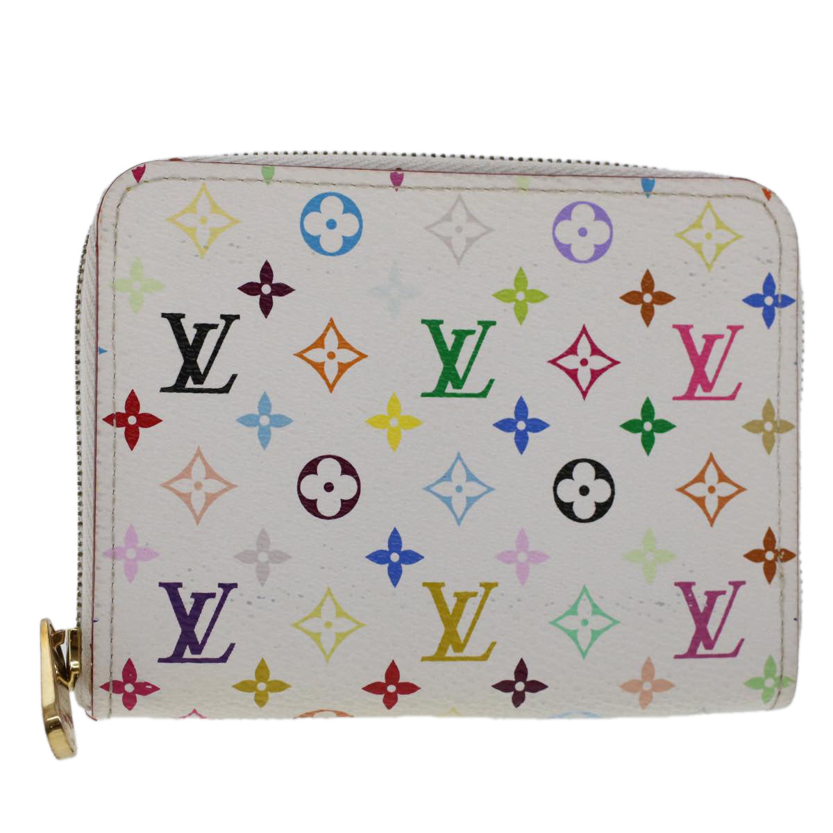 LOUIS VUITTON Monogram Multicolor Zippy Coin Purse Wallet White M66548 LV 46936