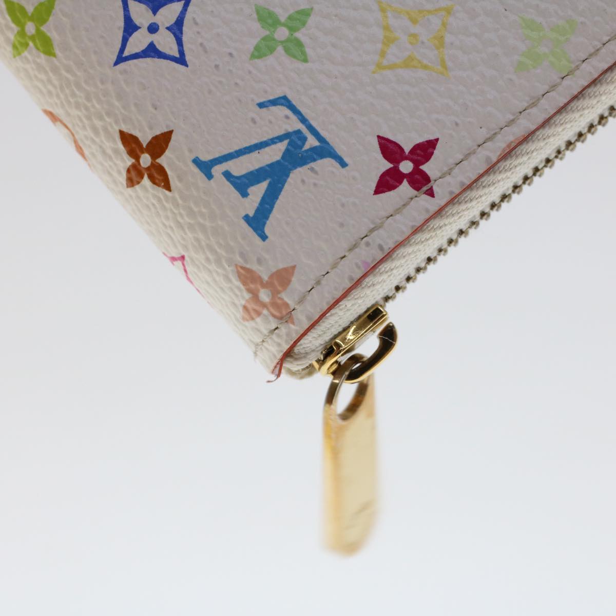 LOUIS VUITTON Monogram Multicolor Zippy Coin Purse Wallet White M66548 LV 46936