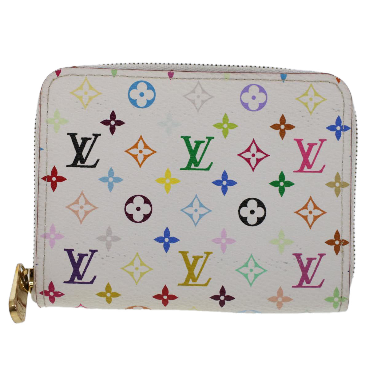 LOUIS VUITTON Monogram Multicolor Zippy Coin Purse Wallet White M66548 LV 46936
