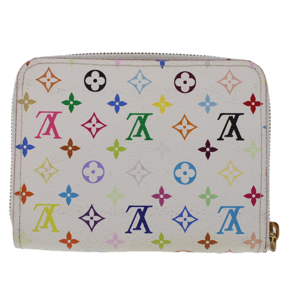 LOUIS VUITTON Monogram Multicolor Zippy Coin Purse Wallet White M66548 LV 46936