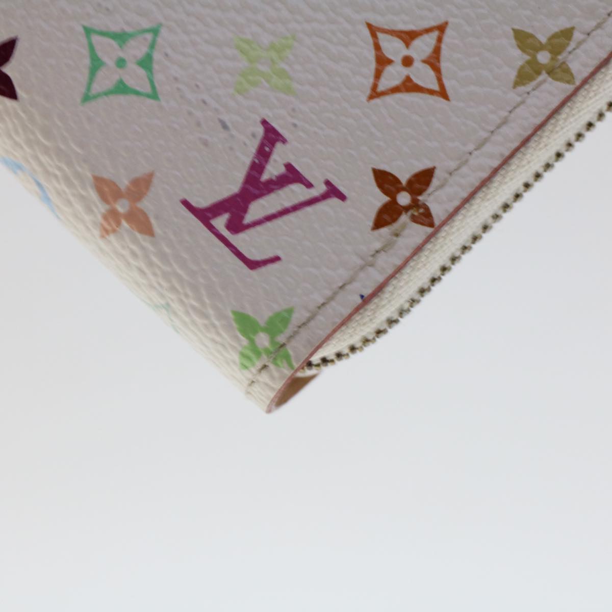 LOUIS VUITTON Monogram Multicolor Zippy Coin Purse Wallet White M66548 LV 46936