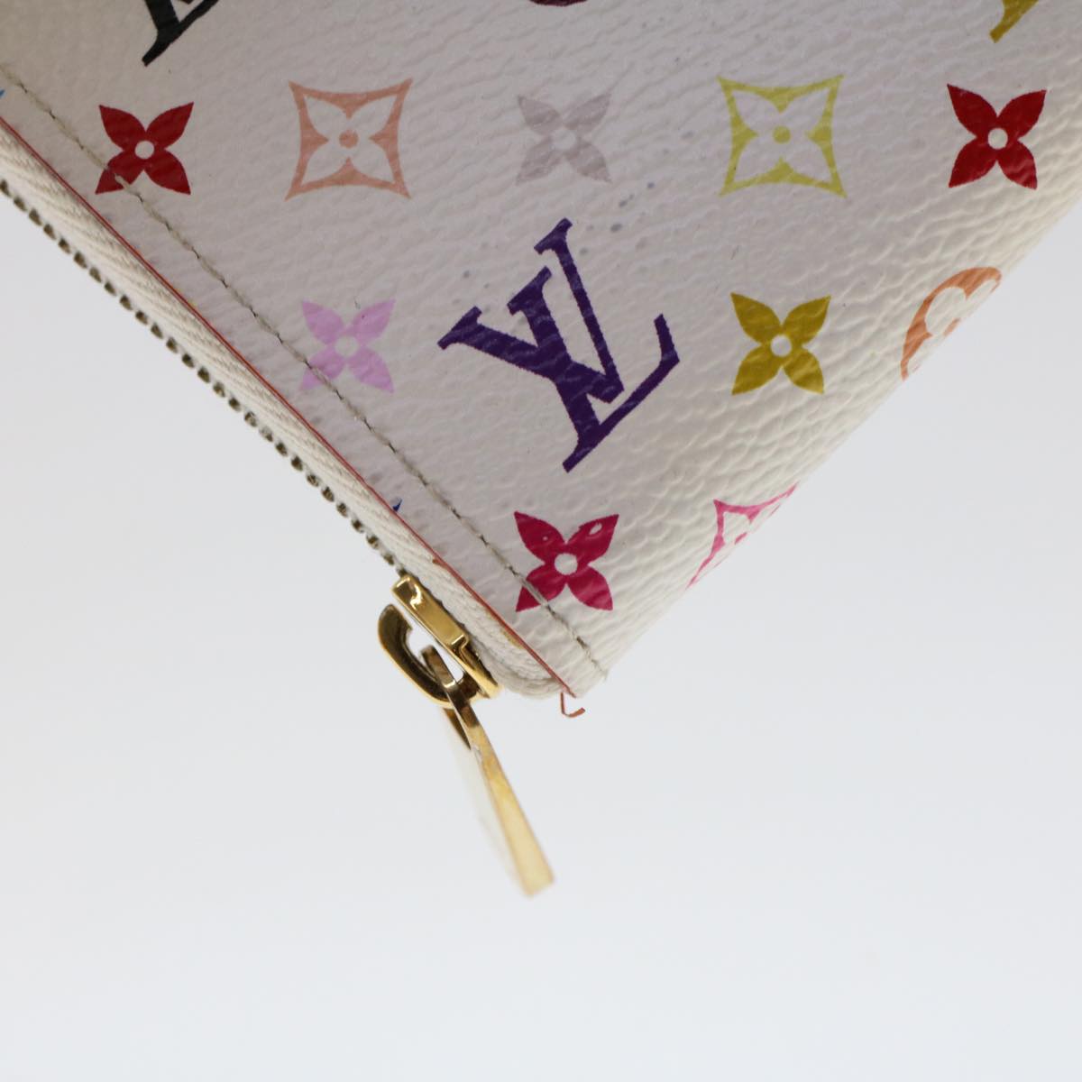LOUIS VUITTON Monogram Multicolor Zippy Coin Purse Wallet White M66548 LV 46936