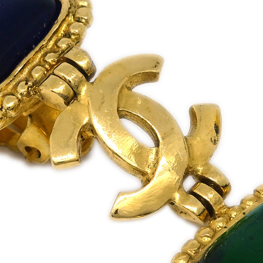 Chanel Gripoix Dangle Earrings Clip-On Gold 96A