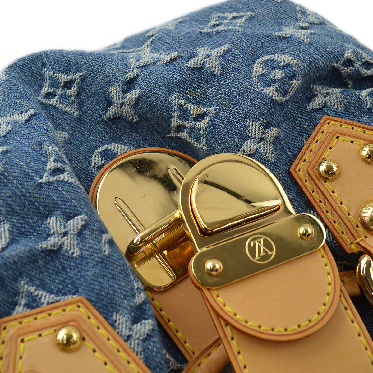 Louis Vuitton 2005 Blue Monogram Denim Pleaty Handbag M95020
