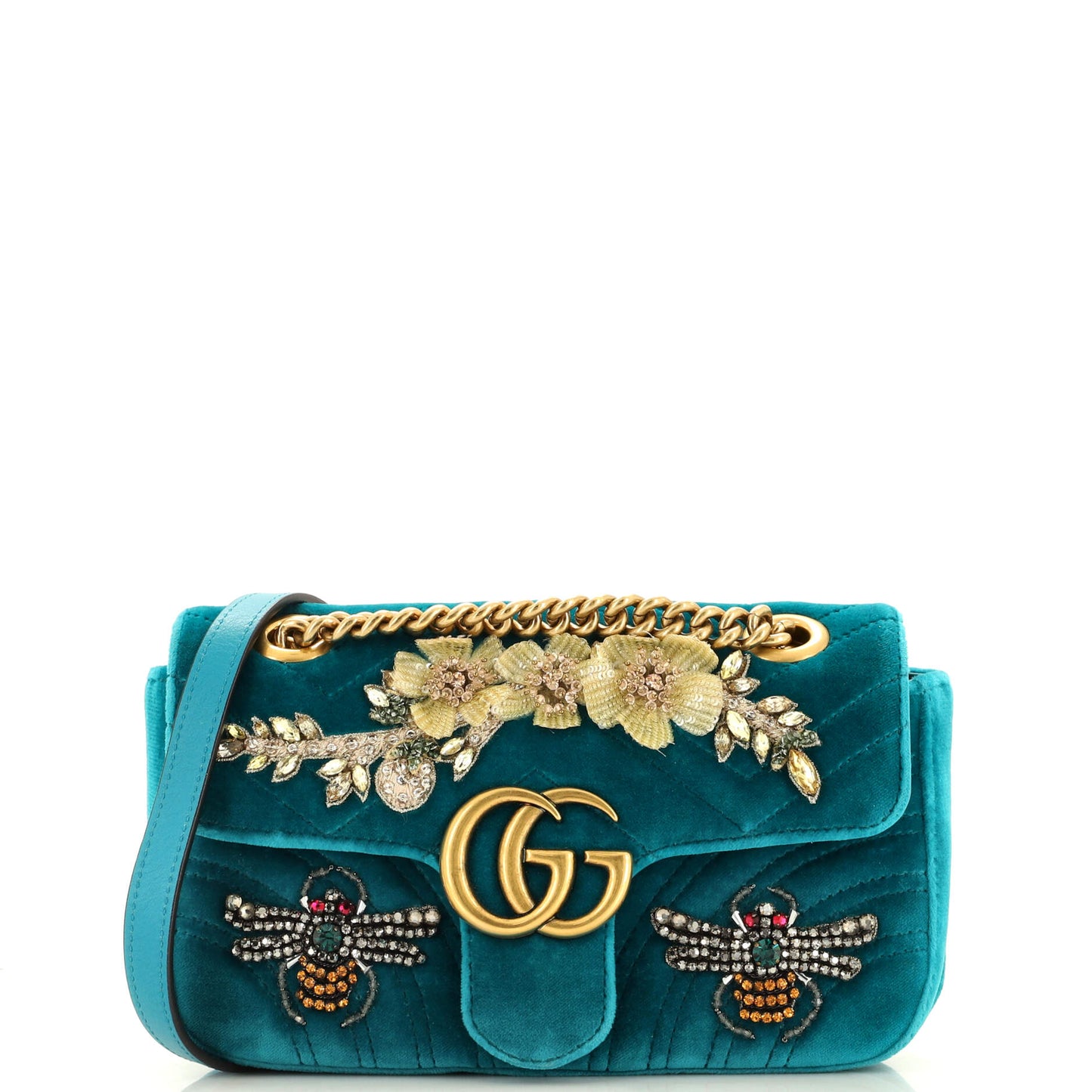 Luxury Gucci Trending 2025 GG Marmont Flap Bag Embellished Matelasse Velvet Mini