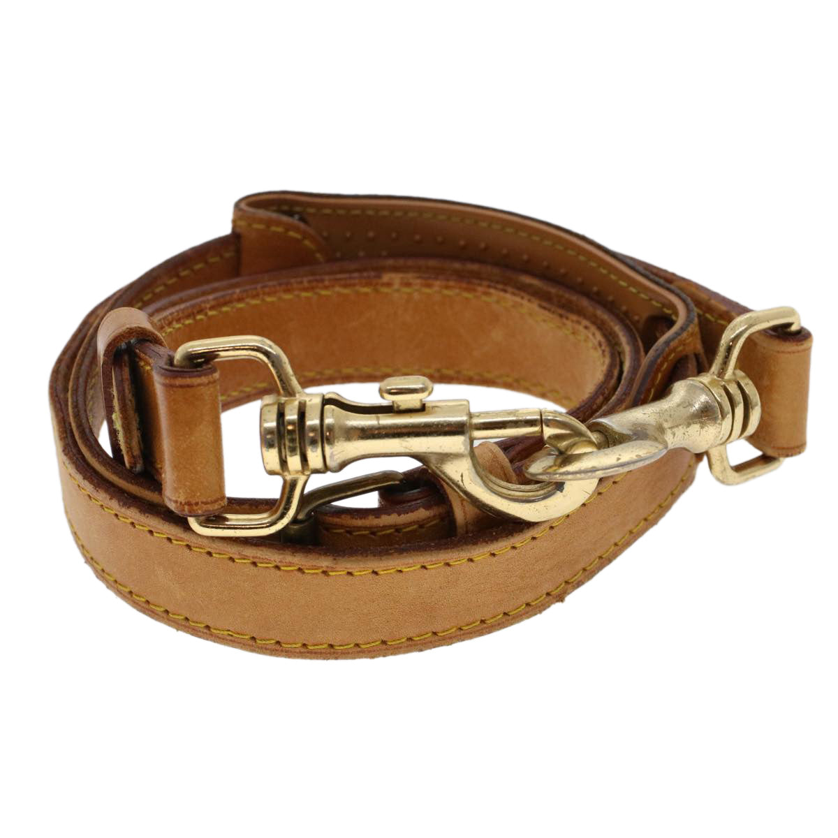 LOUIS VUITTON Shoulder Strap Leather Vintage 35.4""-42.5"" Beige LV 47069