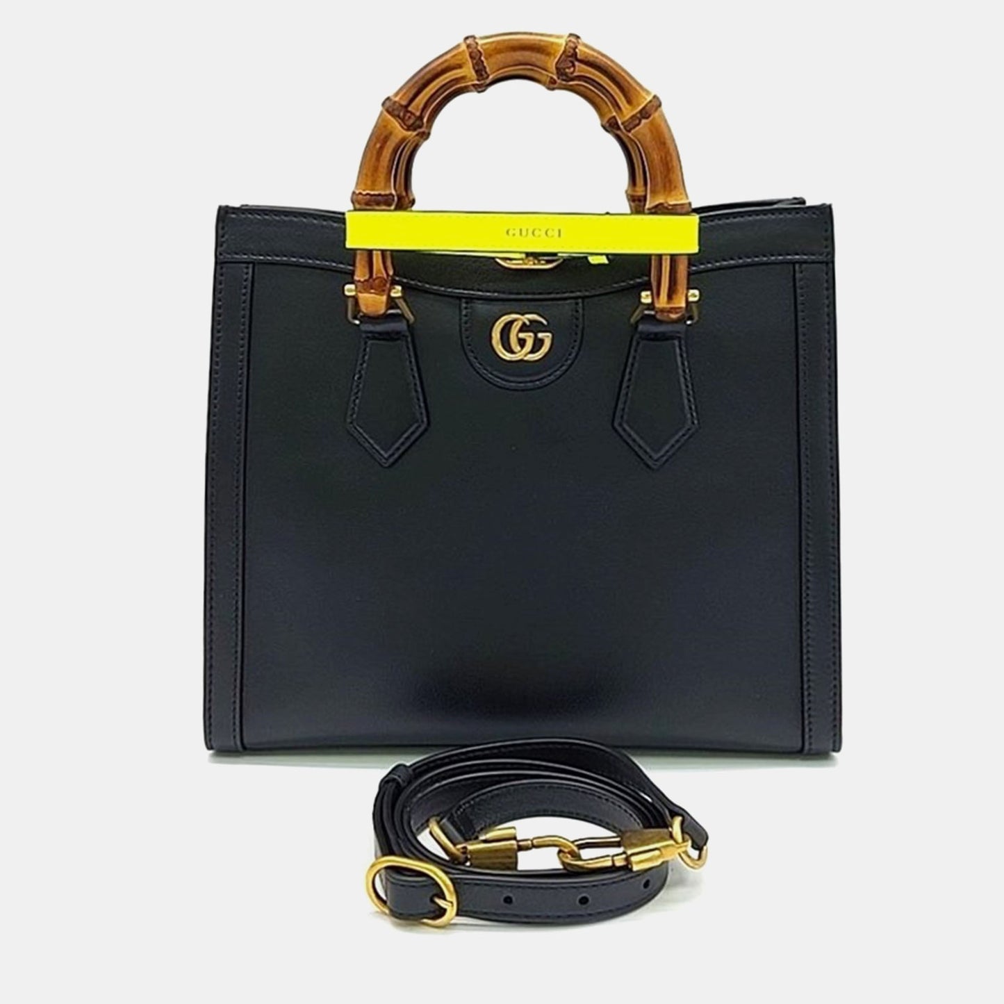 Luxury Gucci Trending 2025 Black Leather Small Diana Tote Bag