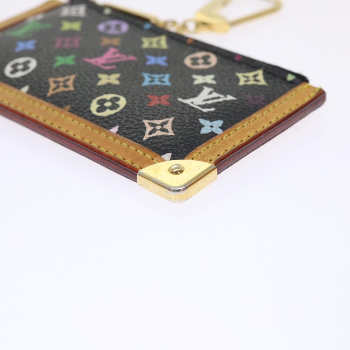 LOUIS VUITTON Monogram Multicolor Pochette Cles Purse Black M92654 LV 47266