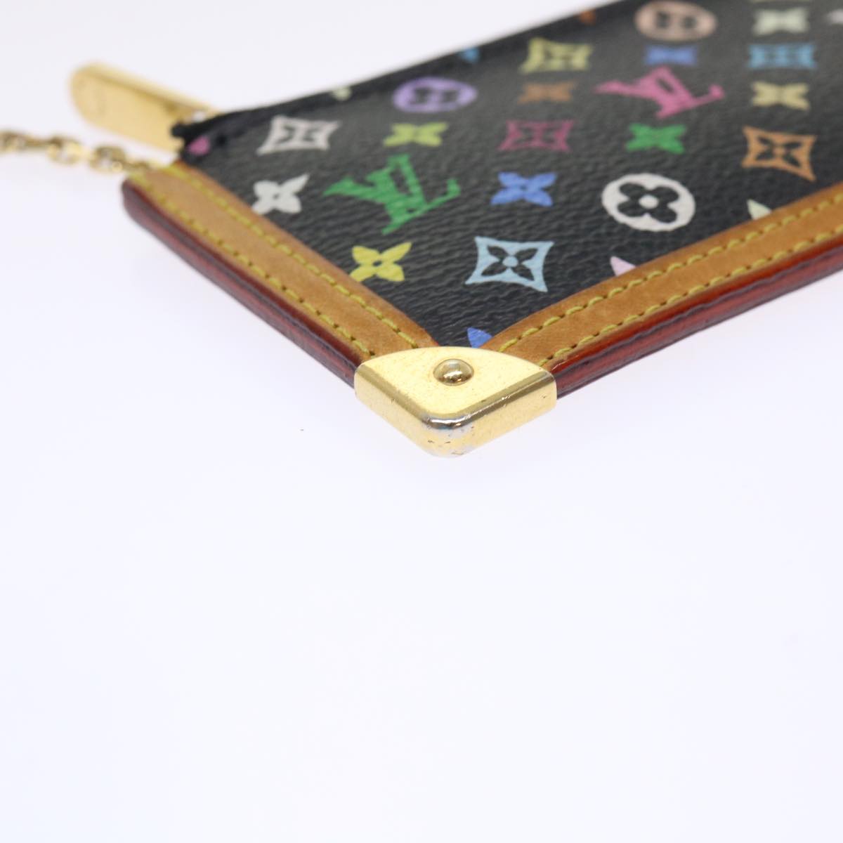 LOUIS VUITTON Monogram Multicolor Pochette Cles Purse Black M92654 LV 47266