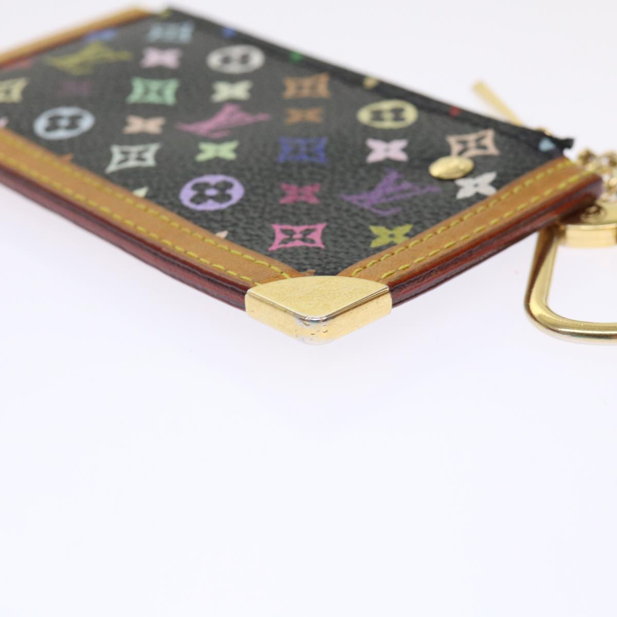 LOUIS VUITTON Monogram Multicolor Pochette Cles Purse Black M92654 LV 47266