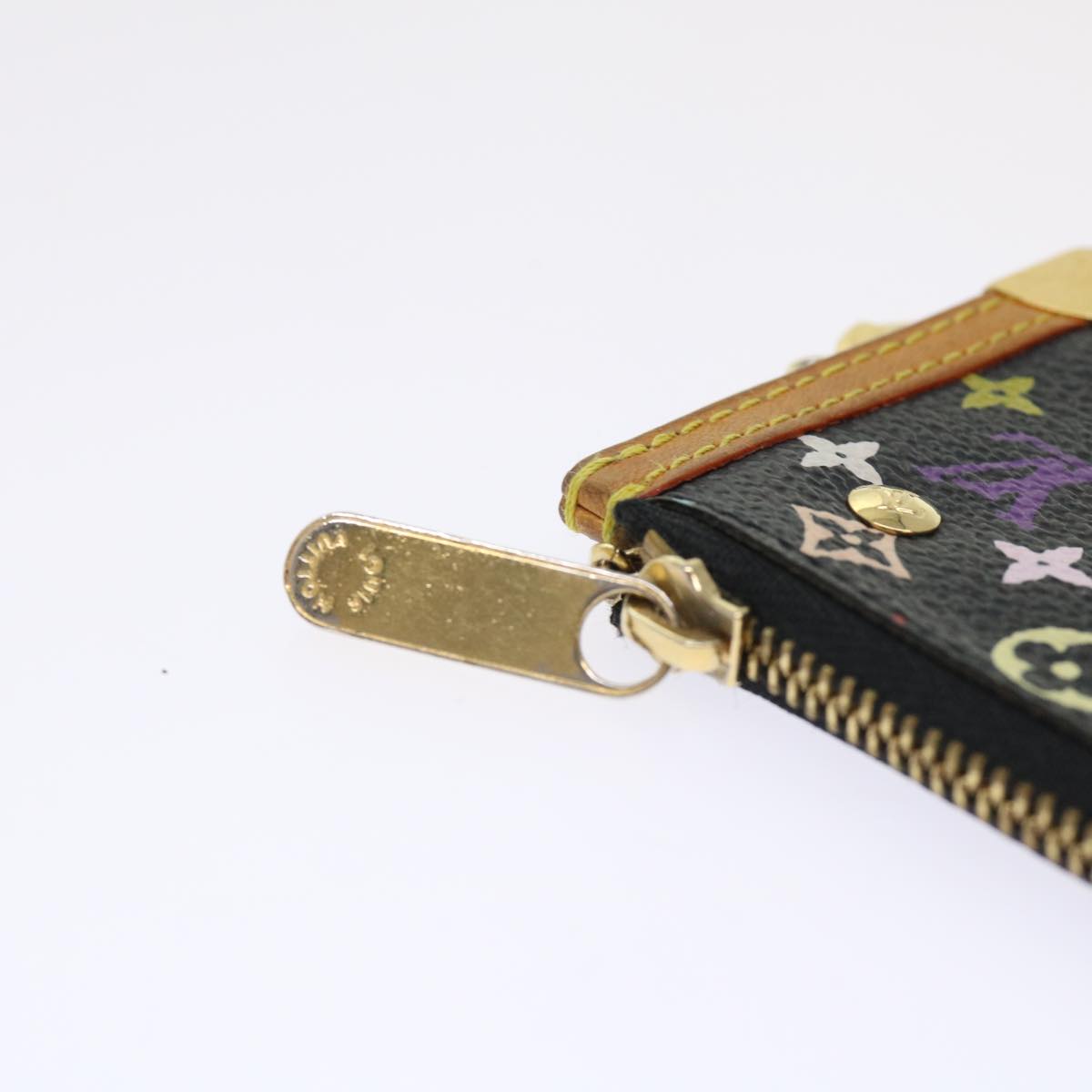 LOUIS VUITTON Monogram Multicolor Pochette Cles Purse Black M92654 LV 47266