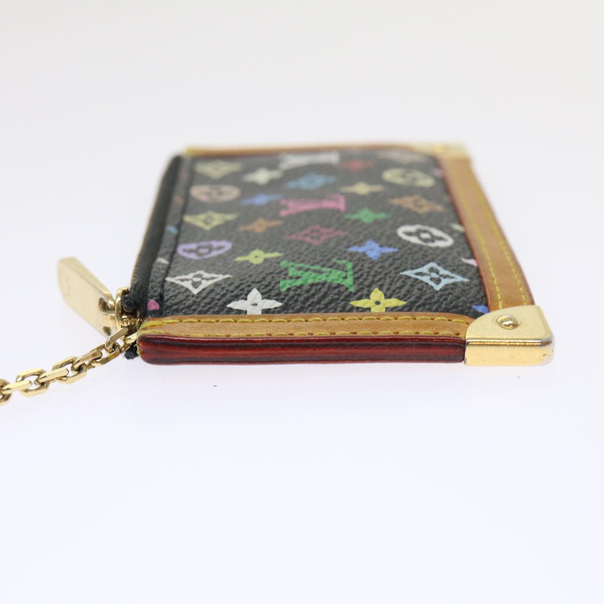 LOUIS VUITTON Monogram Multicolor Pochette Cles Purse Black M92654 LV 47266