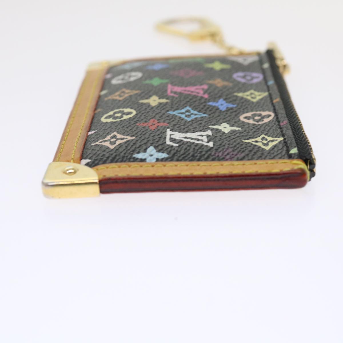 LOUIS VUITTON Monogram Multicolor Pochette Cles Purse Black M92654 LV 47266
