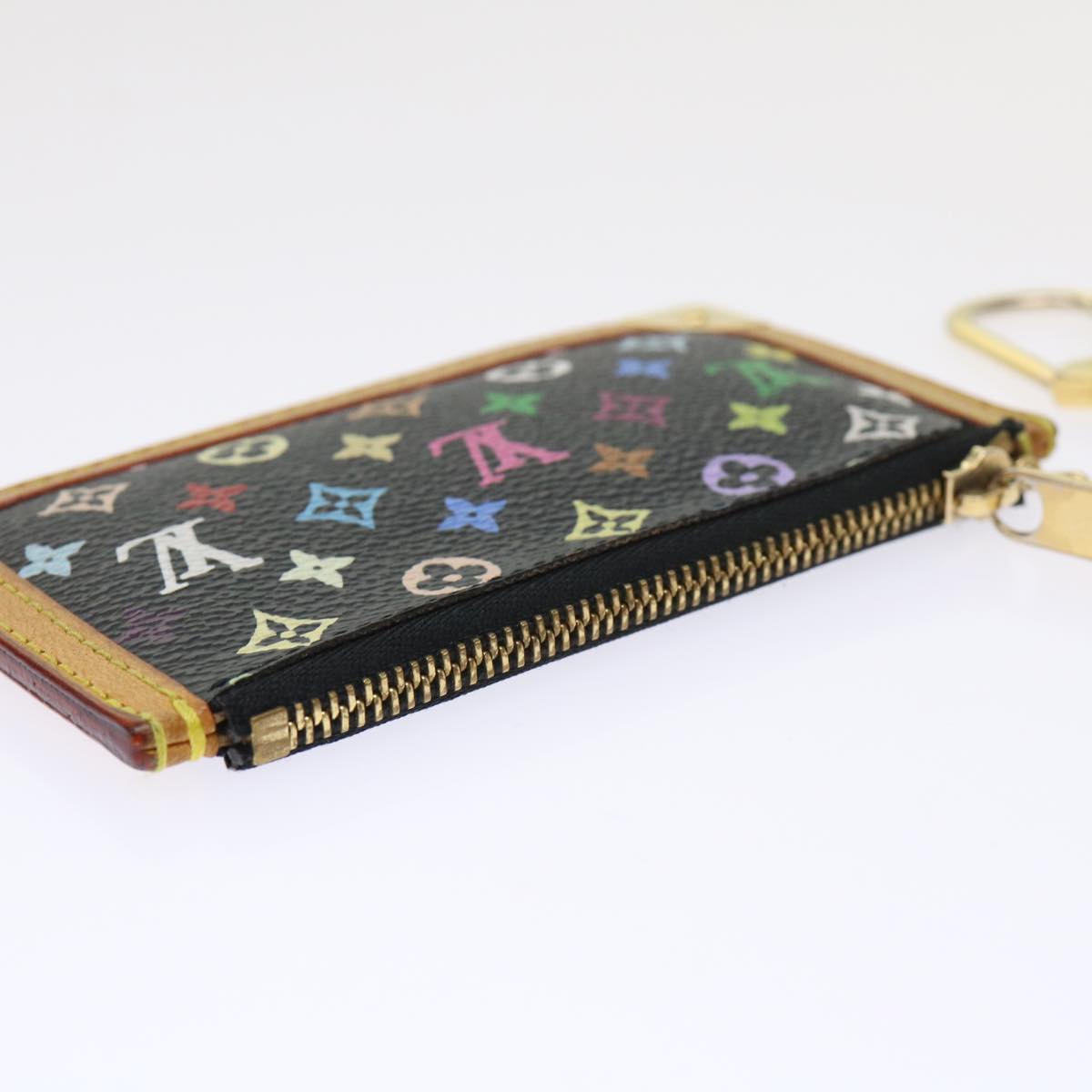LOUIS VUITTON Monogram Multicolor Pochette Cles Purse Black M92654 LV 47266
