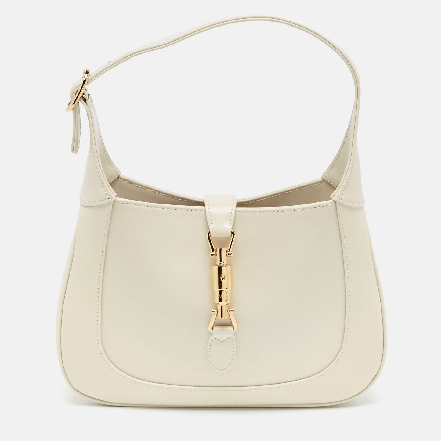 Luxury Gucci Trending 2025 White Glossy Leather Jackie 1961 Shoulder Bag