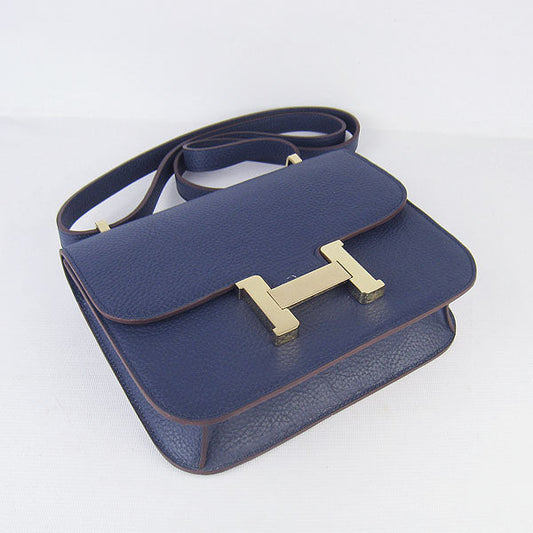 Luxury Hermes Constance Cowskin Leather Bag H017 dark blue gold