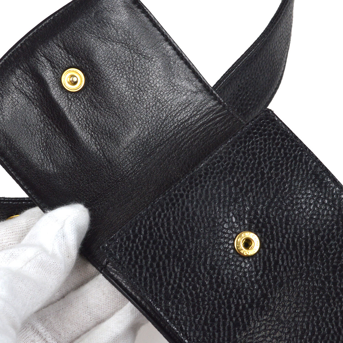 Luxury Chanel Black Caviar Multi Pouch