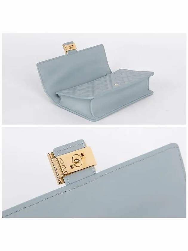 Luxury Fendi FF Baguette Nappa Leather Long Wallet Light Blue