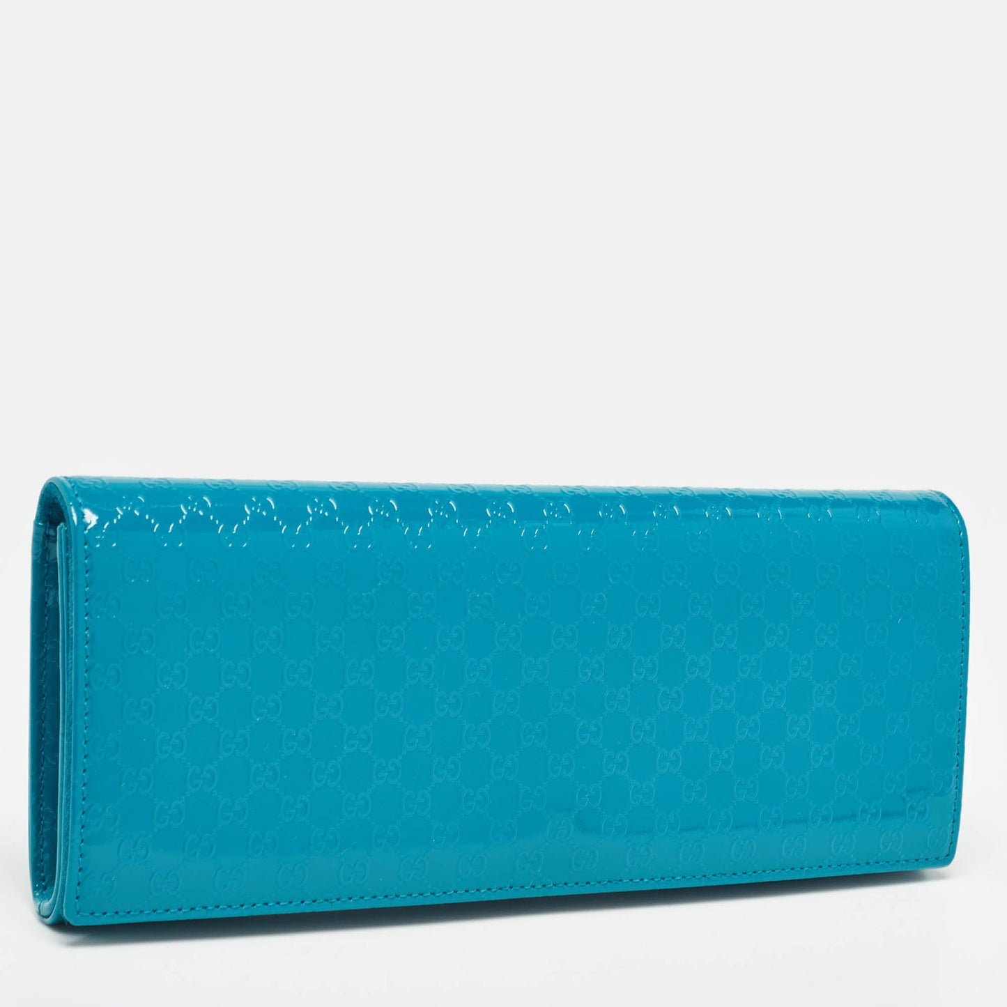 Luxury Gucci Trending 2025 Teal Blue MicroLuxury Gucci Trending 2025ssima Patent Leather Broadway Clutch